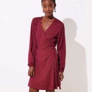 LOFT red tiny star print dress EUC